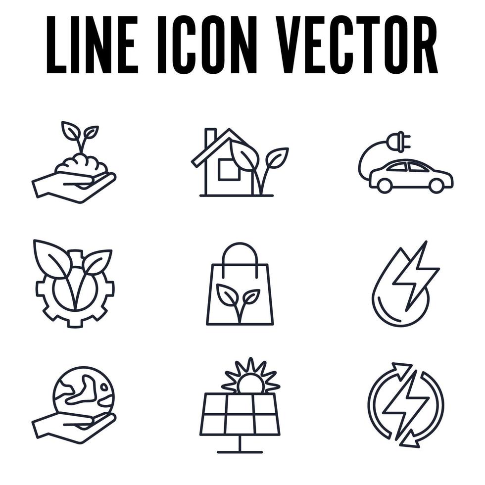 Respetuoso del medio ambiente. plantilla de símbolo de icono de conjunto de ecología para ilustración de vector de logotipo de colección de diseño gráfico y web