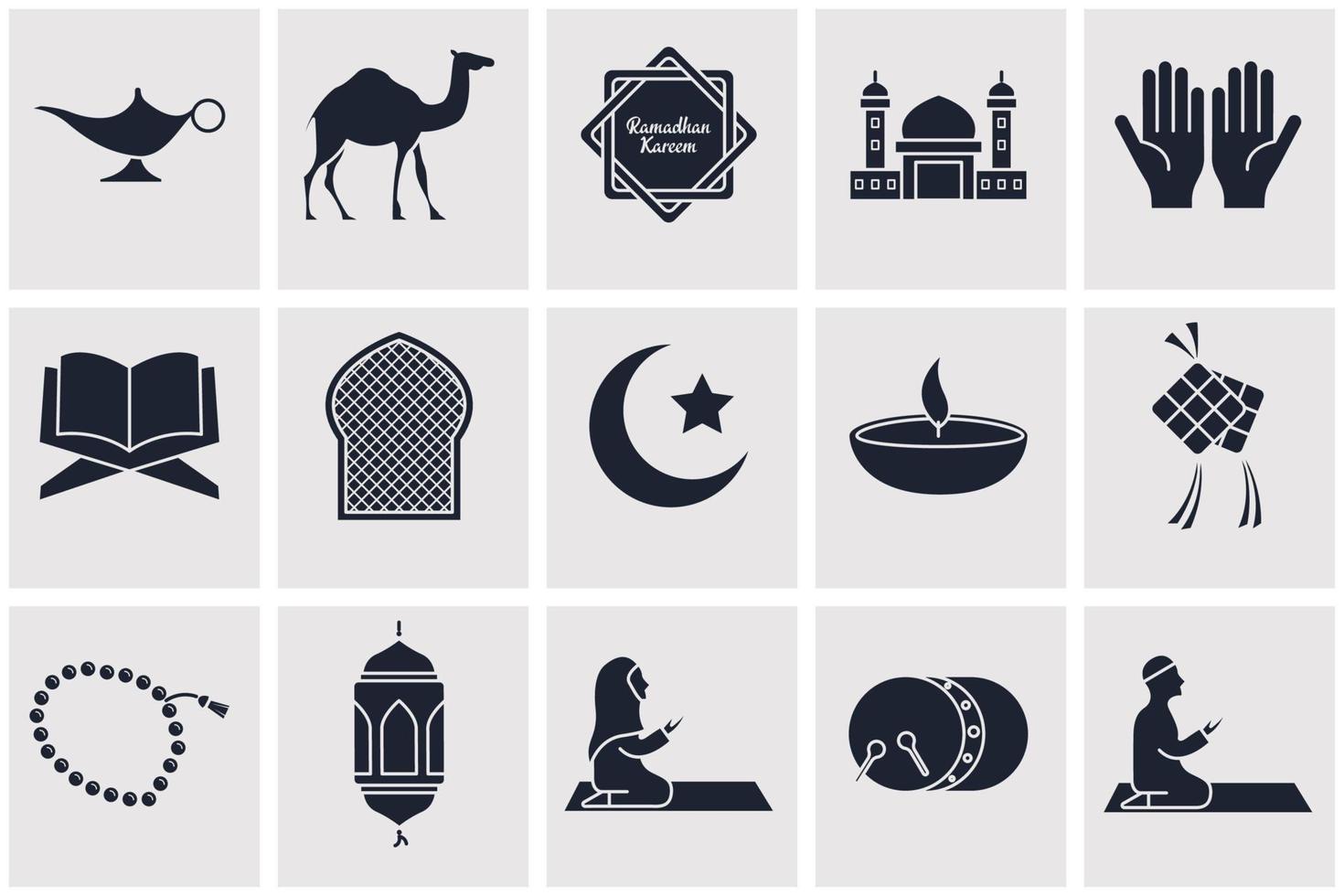islámico popular. conjunto de elementos de ramadan kareem plantilla de símbolo de icono para ilustración de vector de logotipo de colección de diseño gráfico y web
