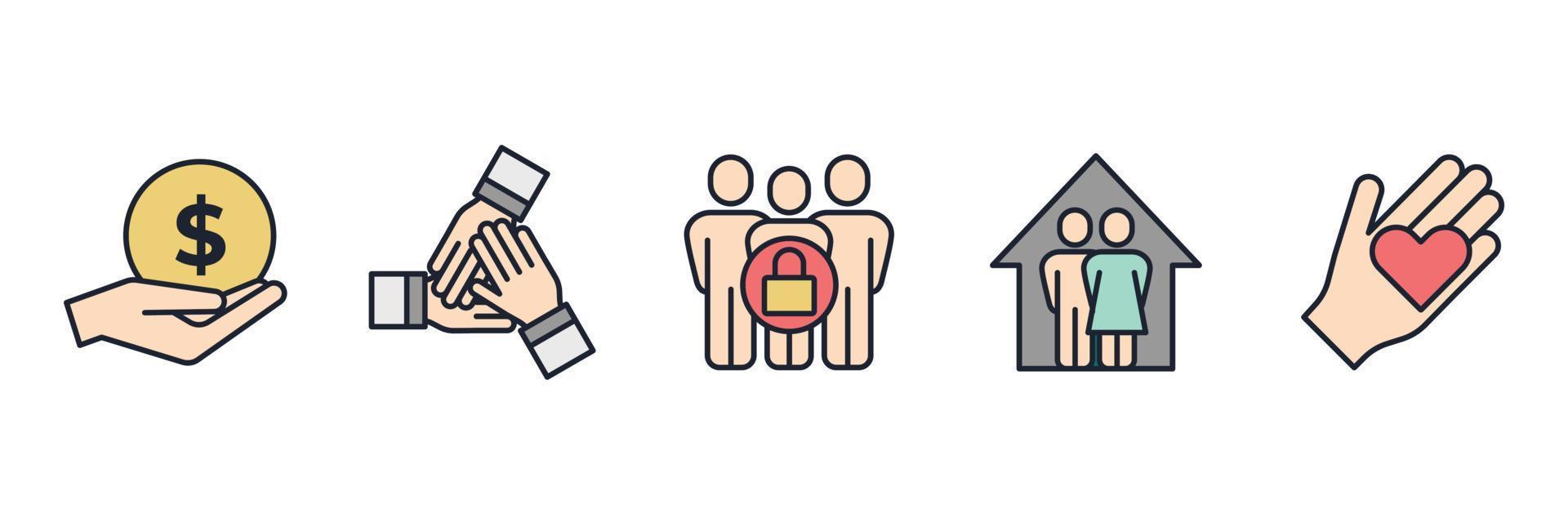 charity set icon symbol template for graphic and web design collection logo vector illustration