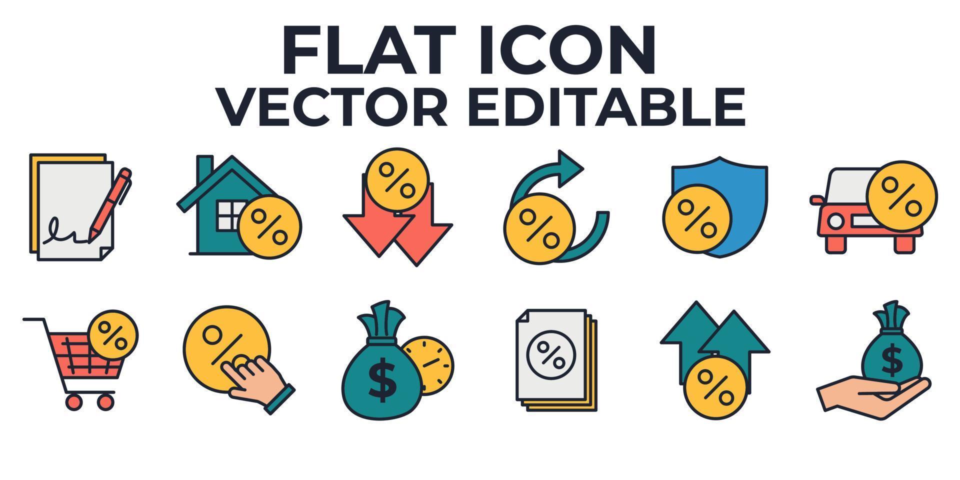 plantilla de símbolo de icono de conjunto de crédito y préstamo para ilustración de vector de logotipo de colección de diseño gráfico y web