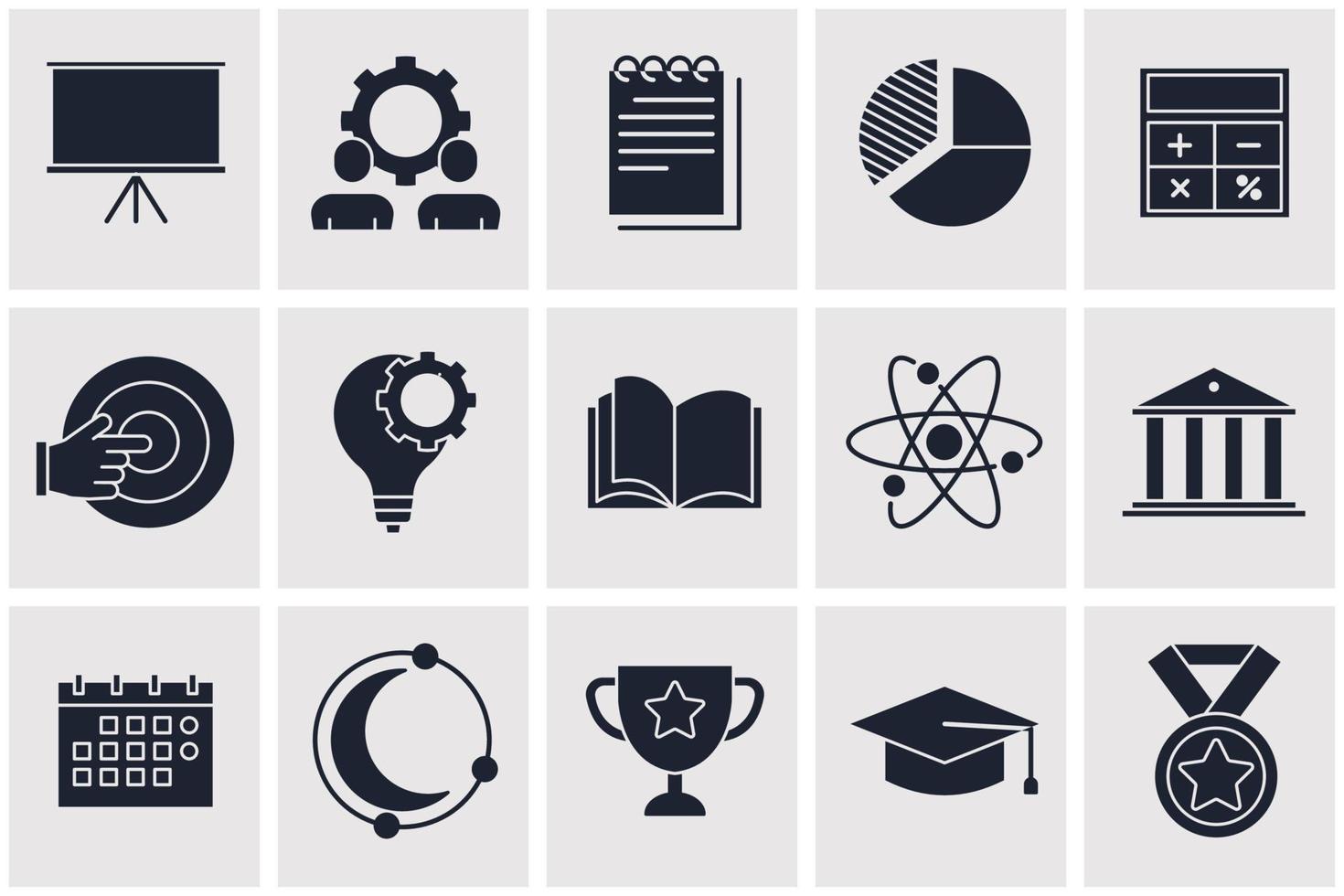 plantilla de símbolo de icono de conjunto de educación para ilustración de vector de logotipo de colección de diseño gráfico y web