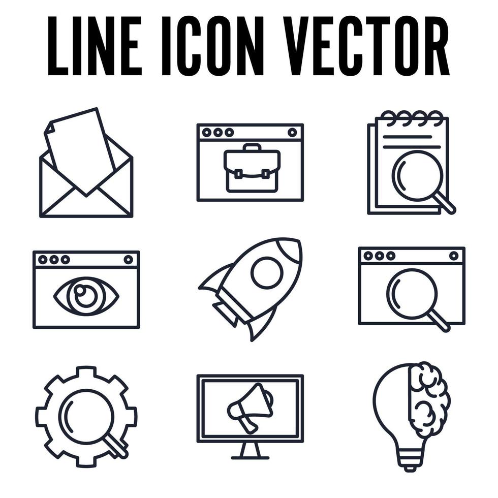 plantilla de símbolo de icono de conjunto de publicidad de medios para ilustración de vector de logotipo de colección de diseño gráfico y web