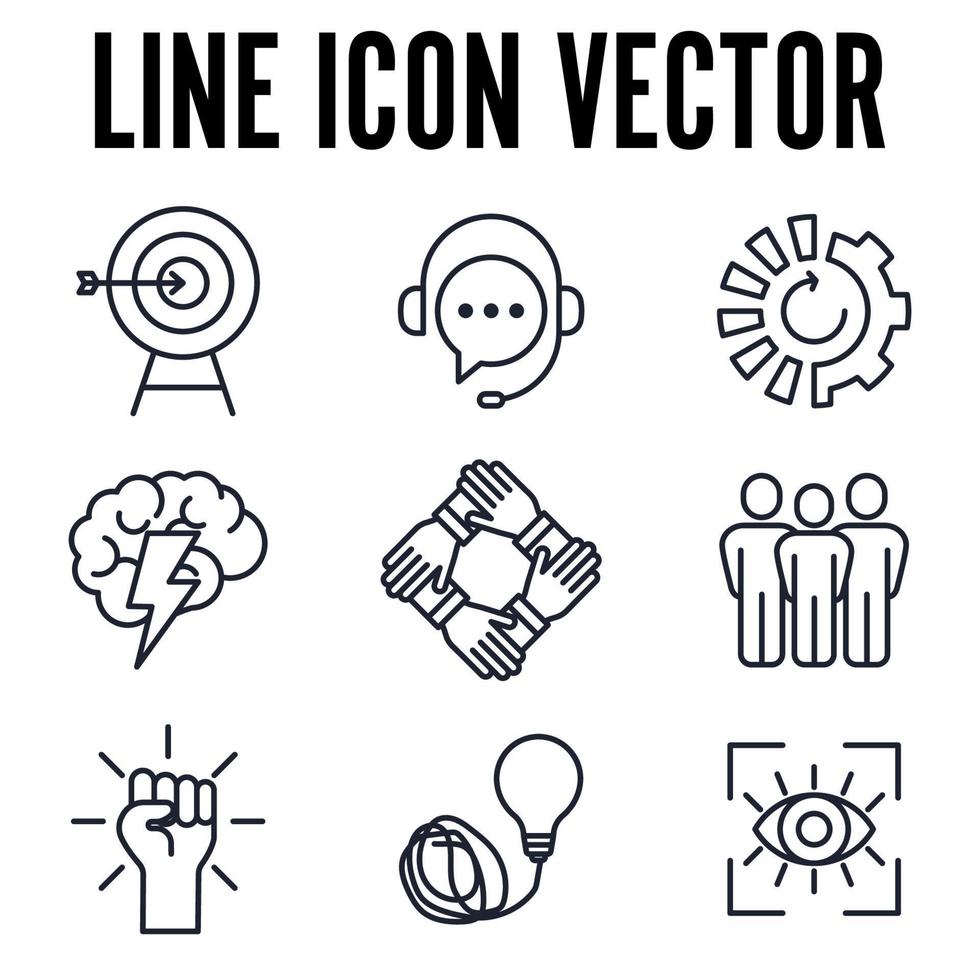 plantilla de símbolo de icono de conjunto de trabajo en equipo de negocios para ilustración de vector de logotipo de colección de diseño gráfico y web