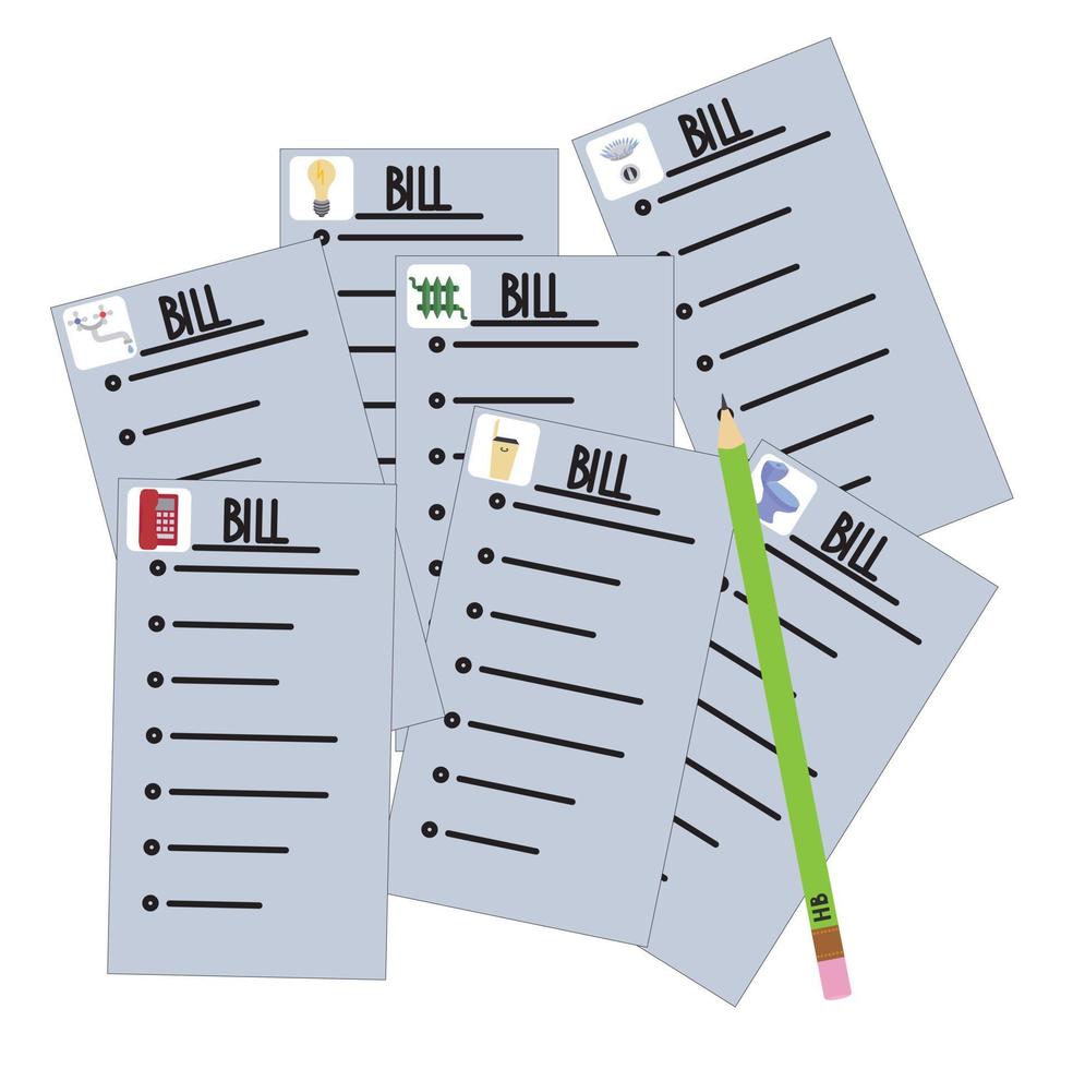 Utility bills. Monthly fee. Vector stock illustration isolated on white background.