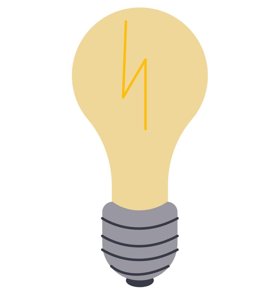 la bombilla está encendida. concepto de energía, ideas. ilustración de stock vectorial aislada sobre fondo blanco. vector