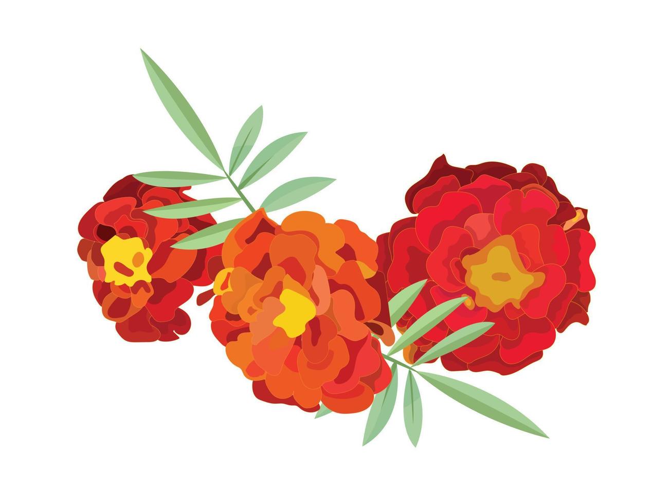 Orange calendula, symbol of the Mexican holiday Day of the Dead. Decorative element, bouquet. Vector stock illustration isolated on white background.
