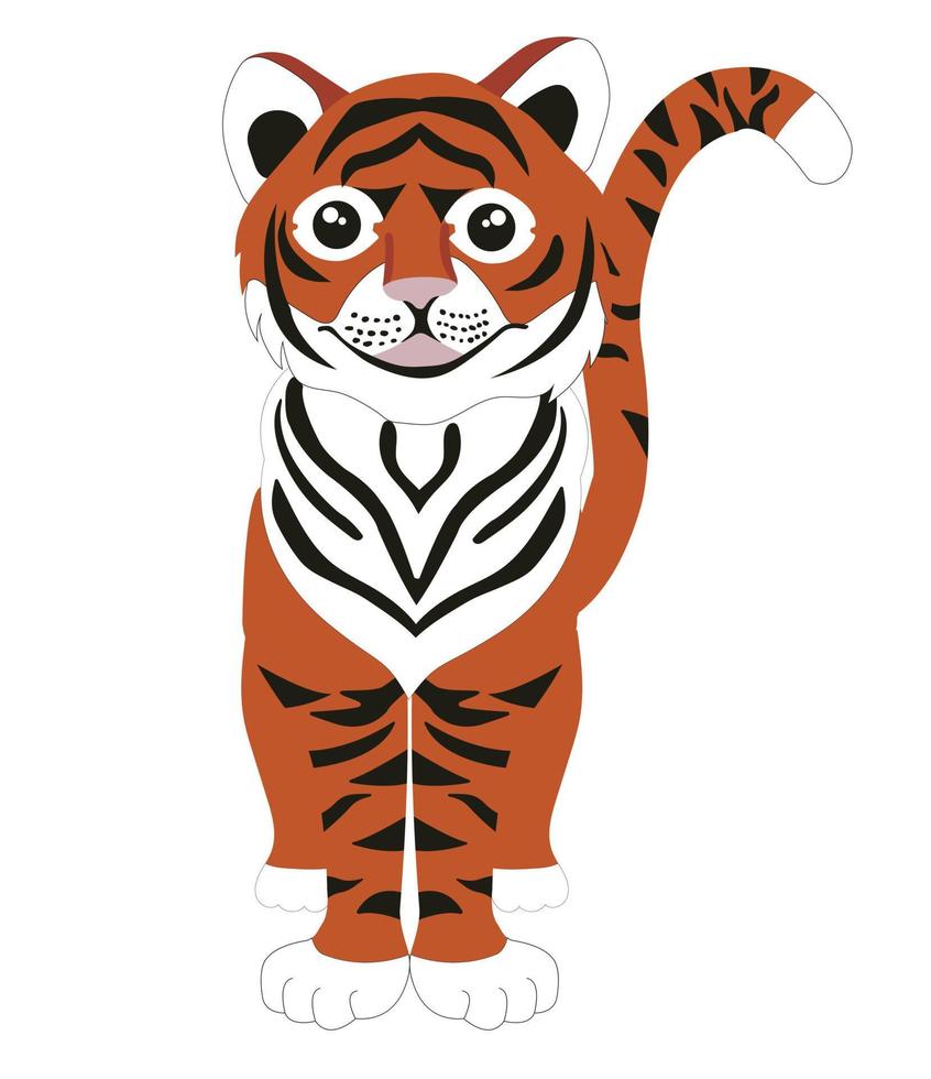 Chinese tiger. Vector stock illustration isolated on white background.