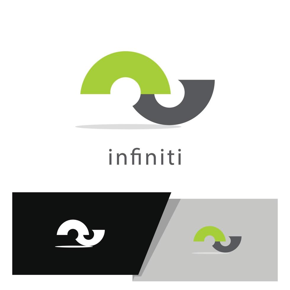 infinity logo with circle half cut shape vector