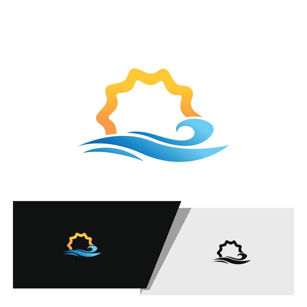 illustrative logo of sun and ocean rip curl vector