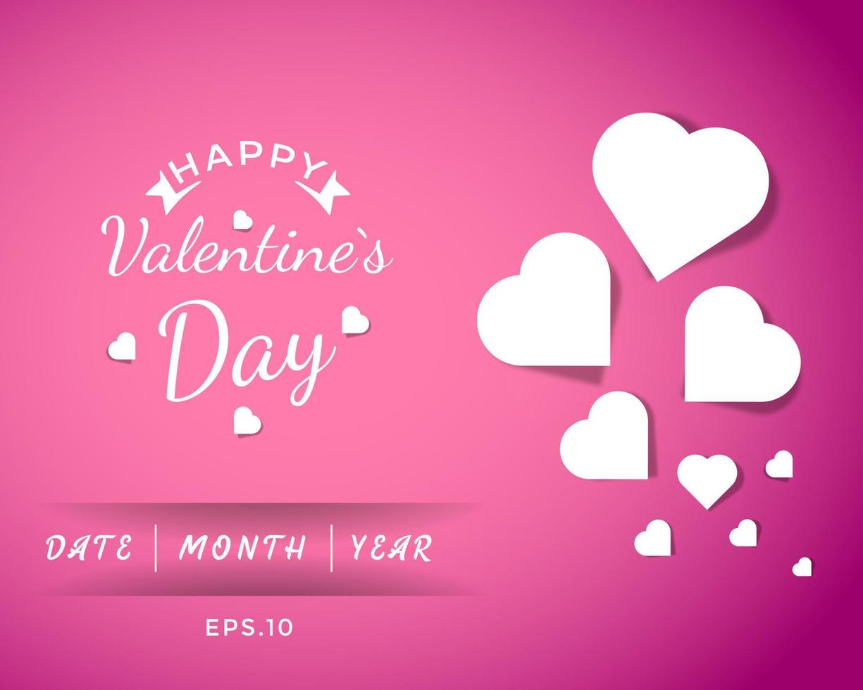 Pink colored Happy Valentines Day with paper cut style background vector design. Event background template