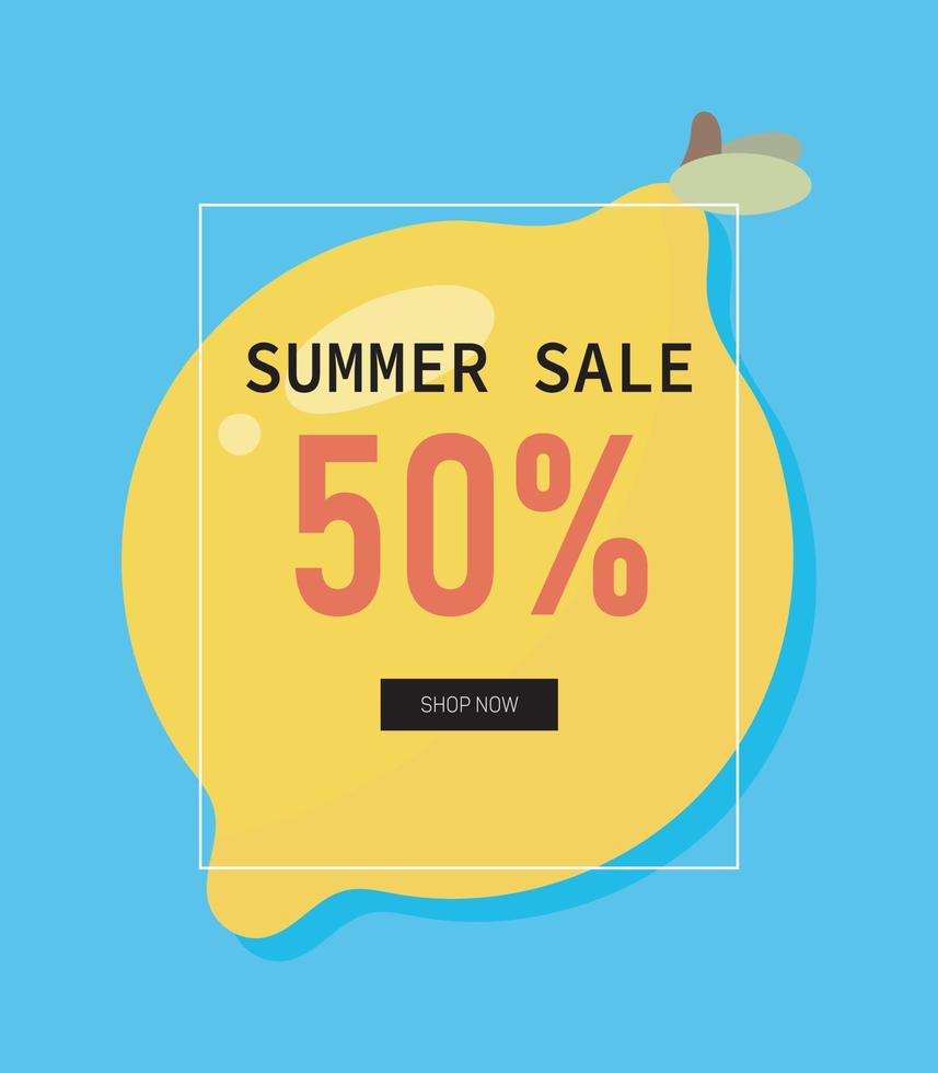Summer sales vector banner with lemon. Vector illustration.