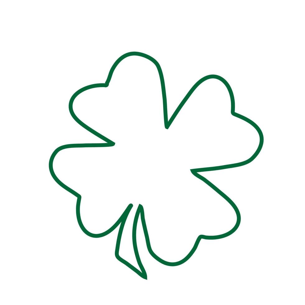 Green Shamrock clover vector icon. St Patrick day symbol, leprechaun leaf sign. Shamrock clover isolated, flat decorative element. Logo illustration.