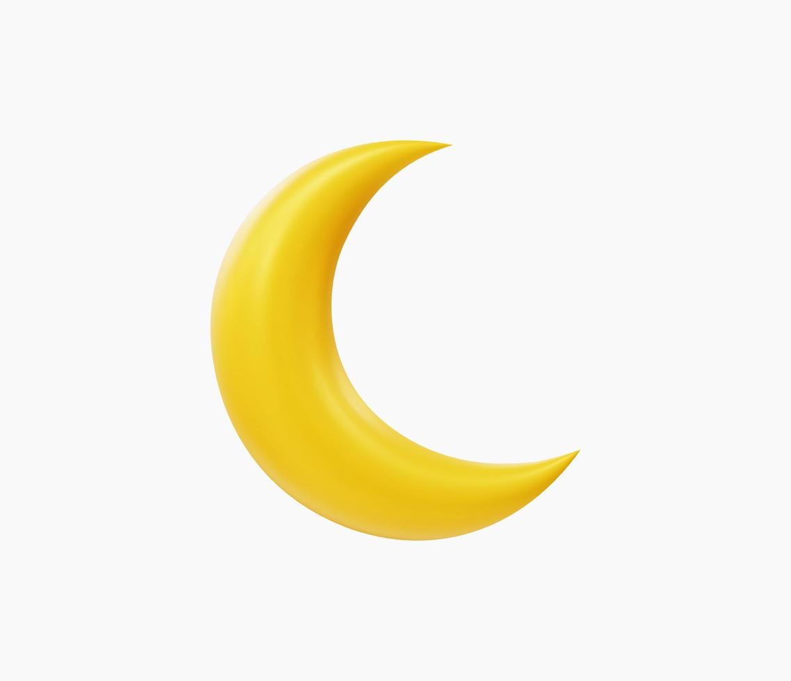 3d Realistic crescent moon vector illustration.