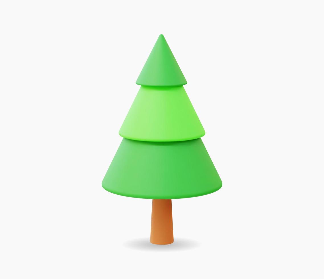 Ilustración de vector de icono de árbol de pino realista 3d.