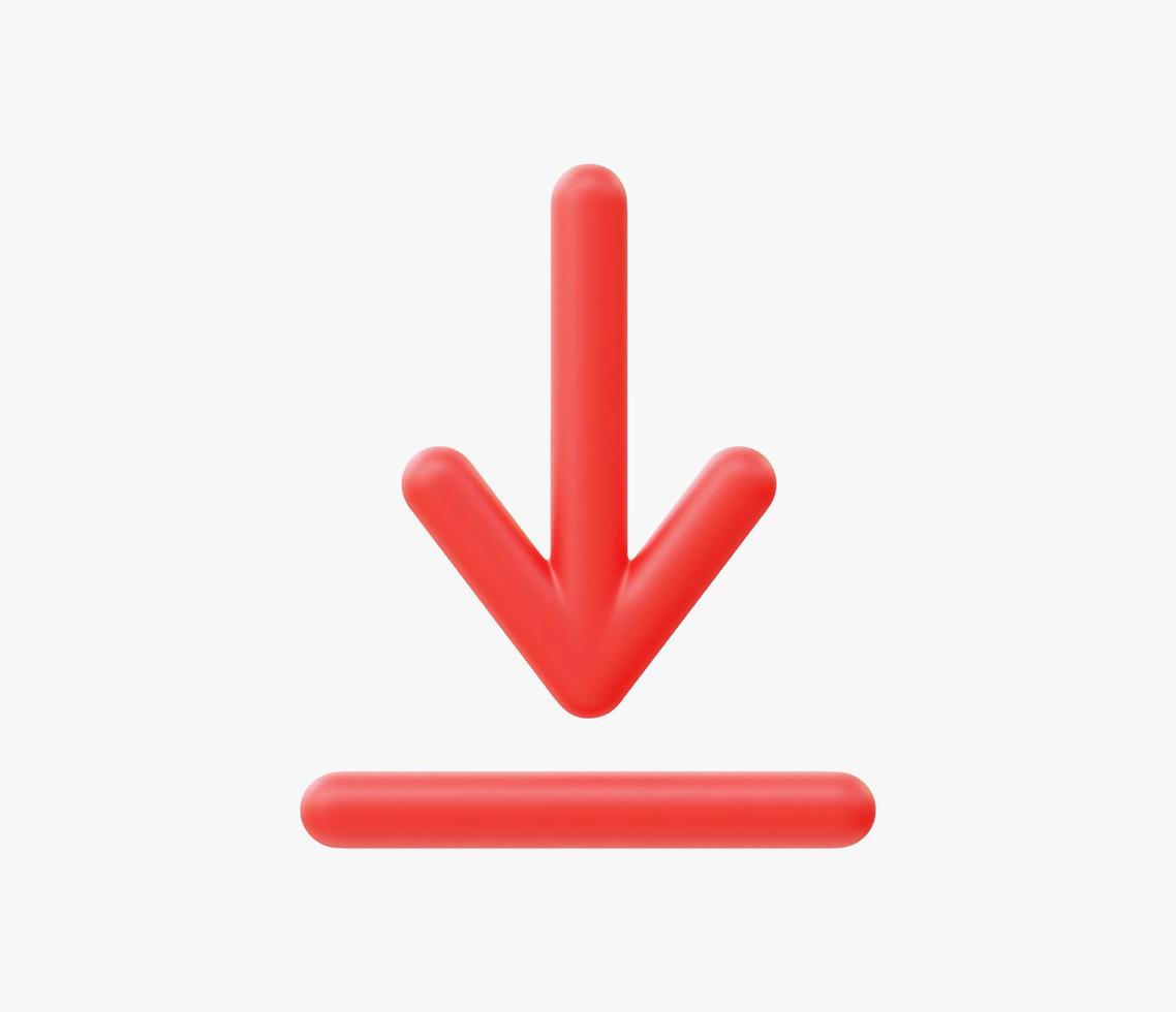 3D Realistic download button vector illustration