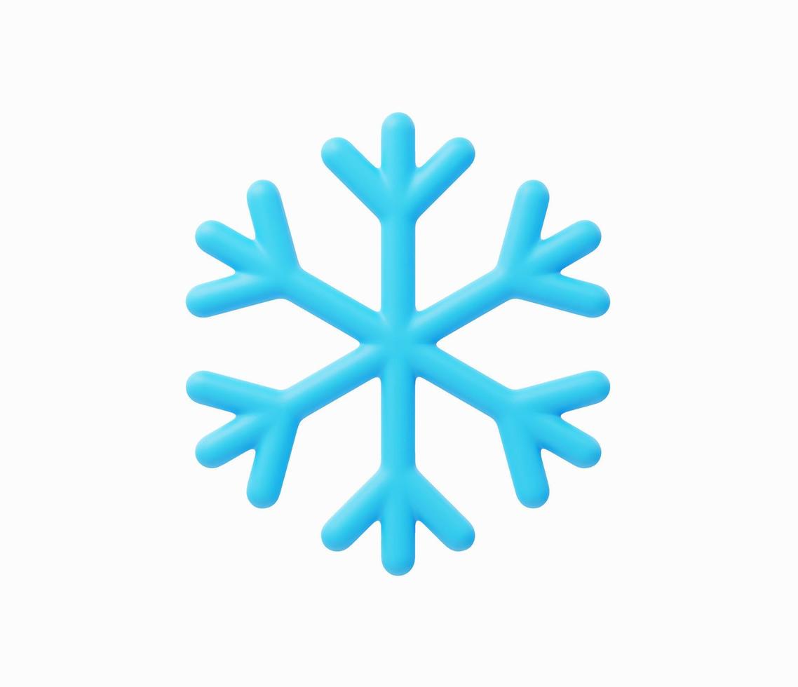 Ilustración de vector de icono de copo de nieve realista 3d.