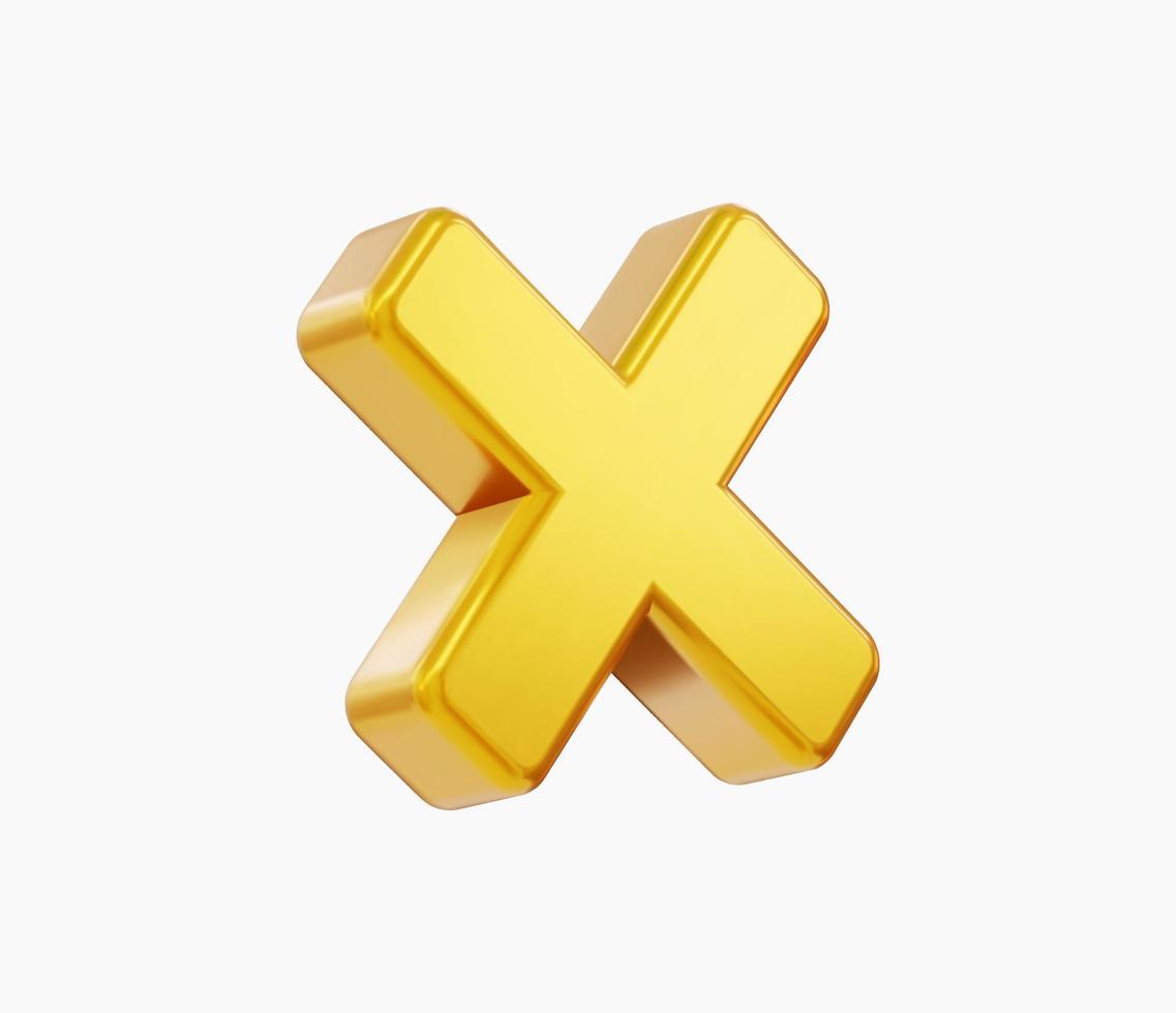 3d Realistic Gold cross checkmark sign vector illustration