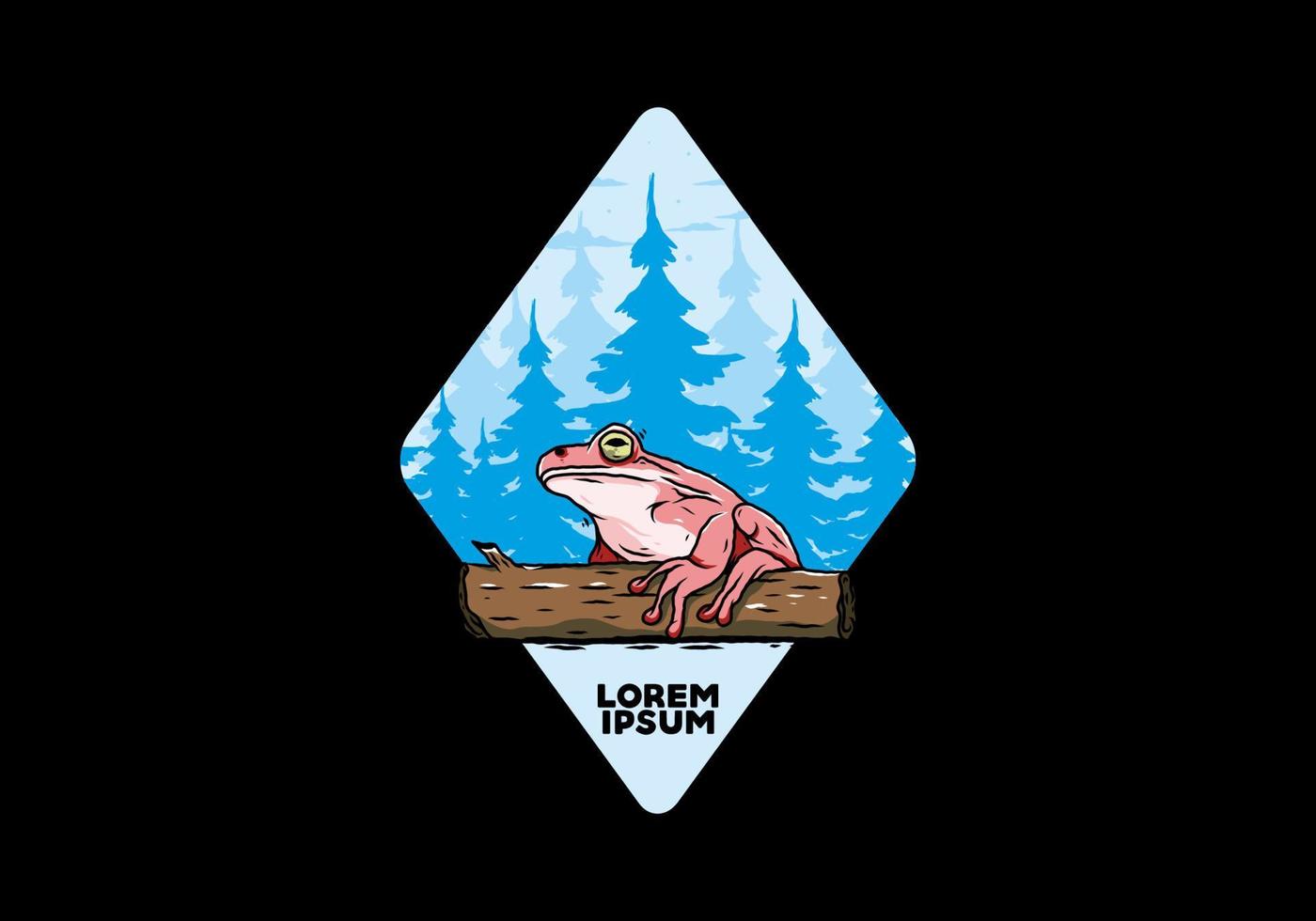 big frog perched on a log illustration vector