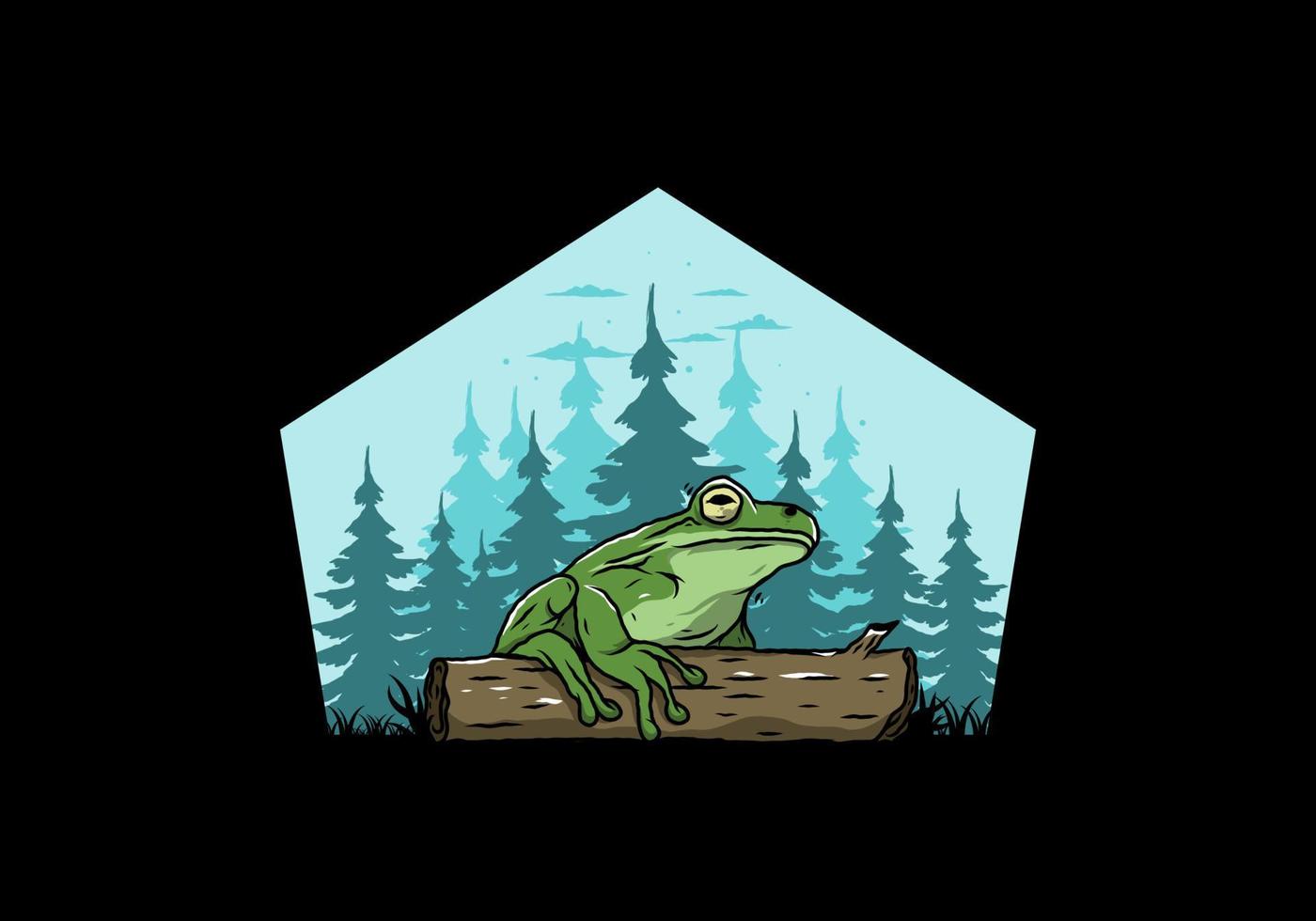 big frog perched on a log illustration vector