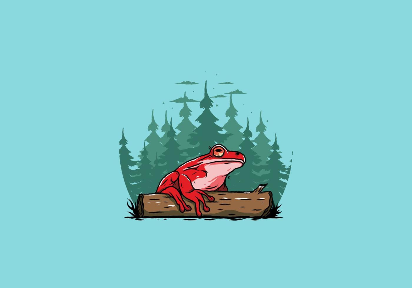 big frog perched on a log illustration vector