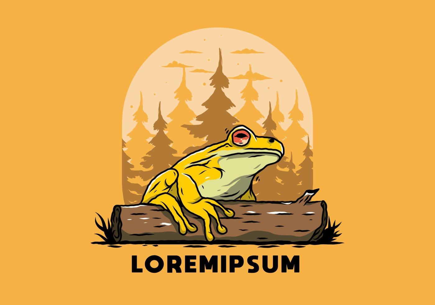 big frog perched on a log illustration vector