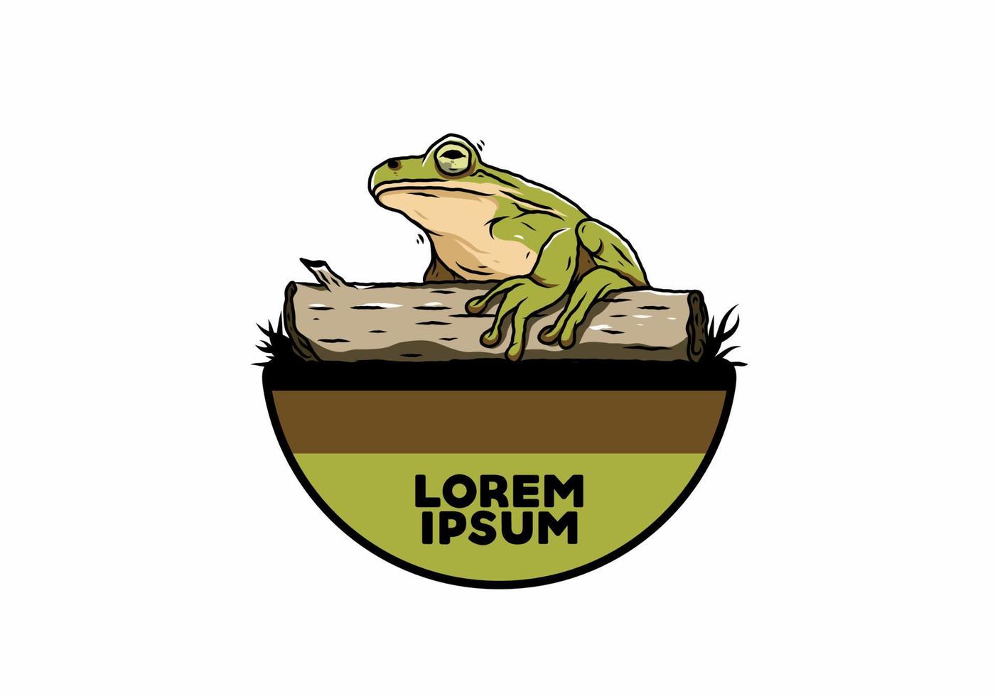 big frog perched on a log illustration vector