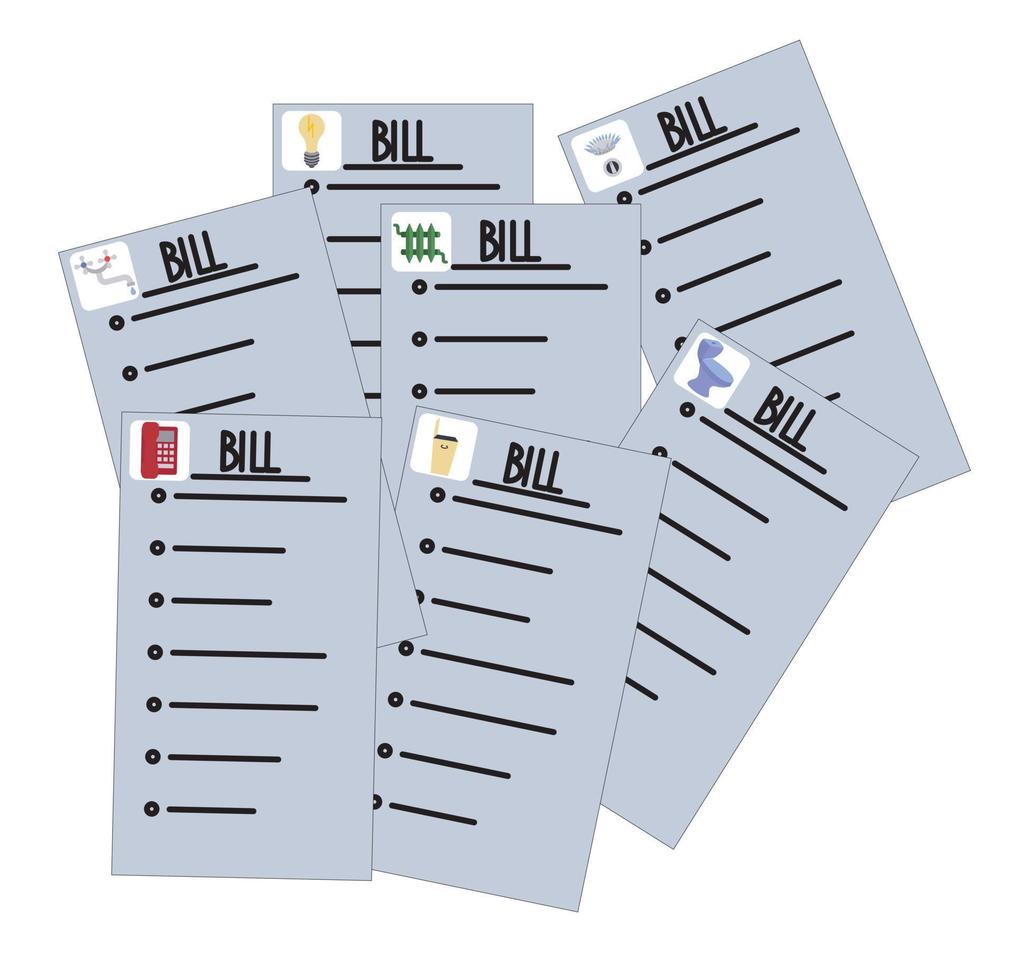 Utility bills. Monthly fee. Vector stock illustration isolated on white background.