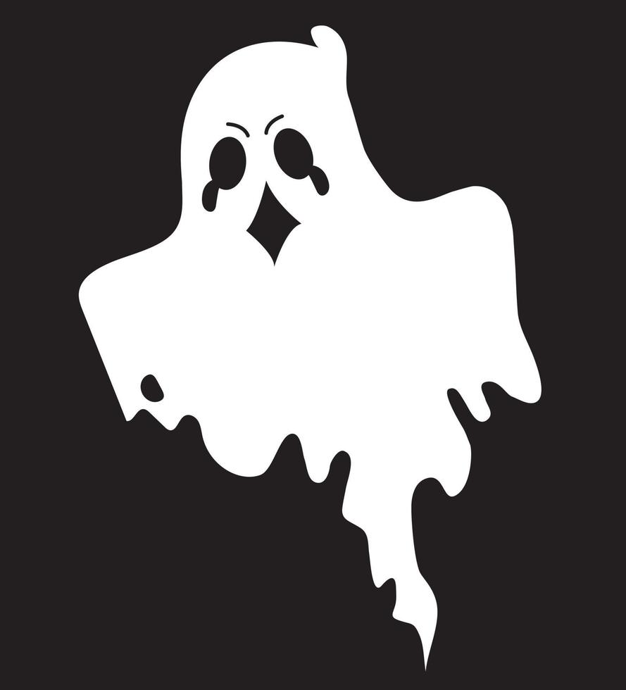 Ghost. Ominous spirit. Halloween illustration. Hoher. Vector stock illustration isolated on black background.