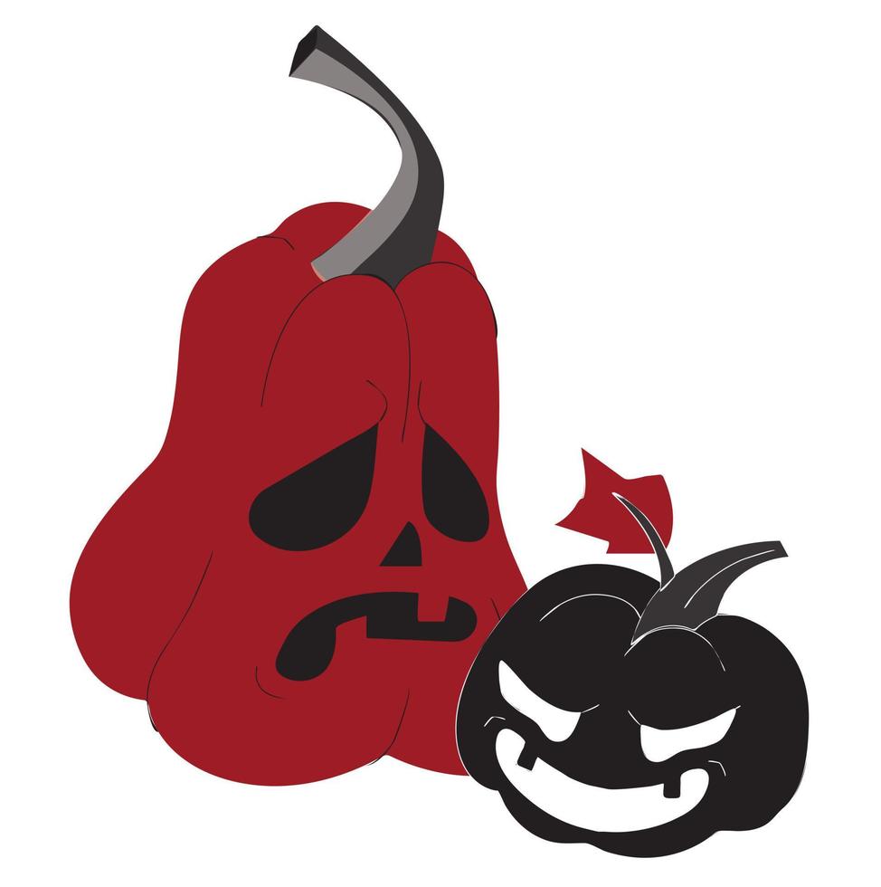 Halloween pumpkins with carved faces. vector