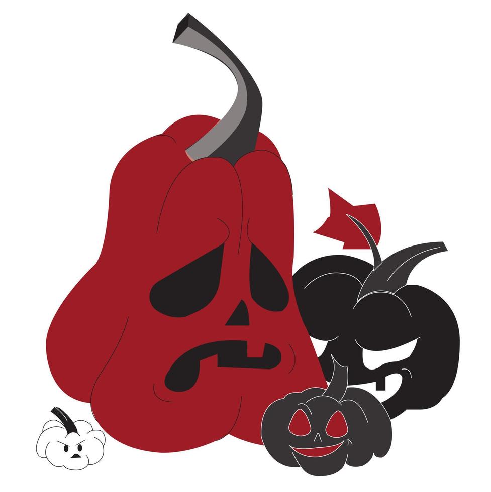 Halloween pumpkins with carved faces vector
