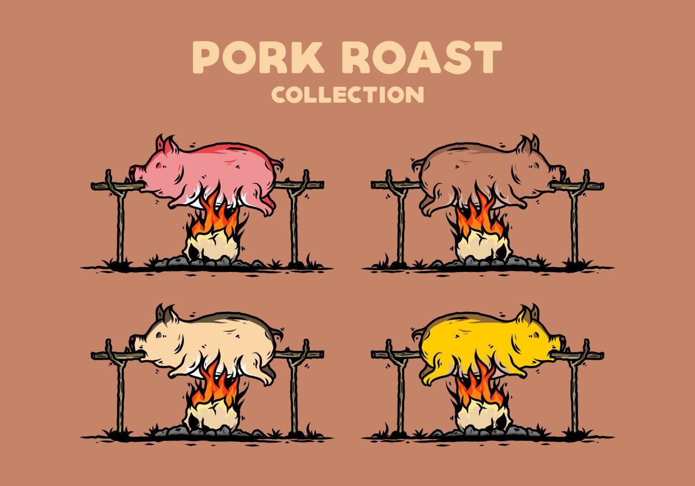 Pork roast on fire illustration design vector