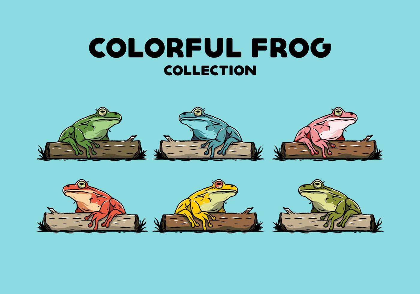 big frog perched on a log illustration vector