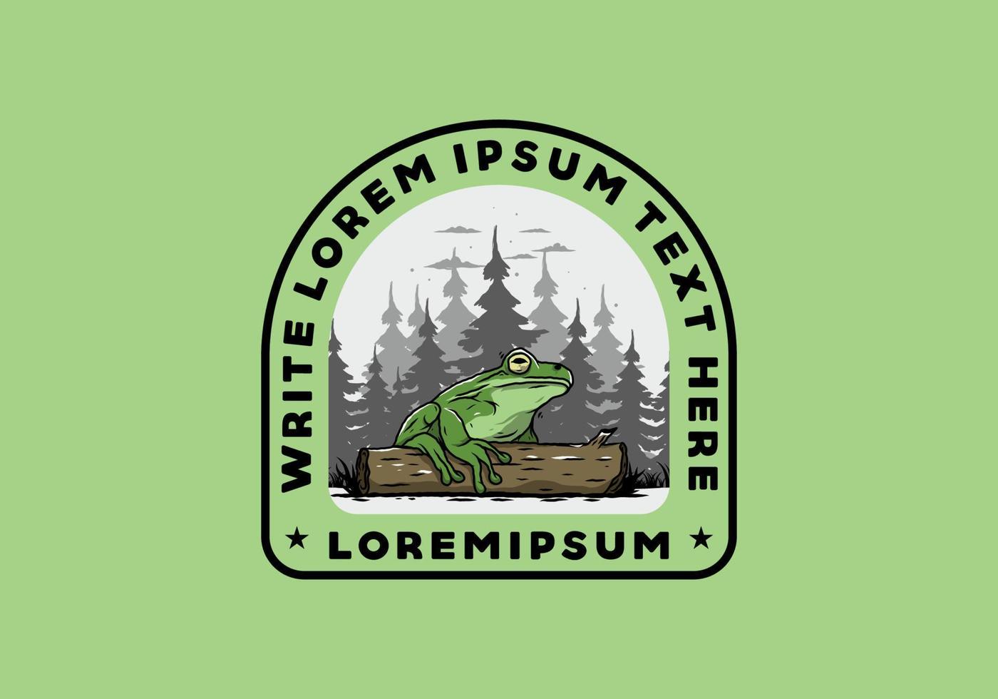 big frog perched on a log illustration vector