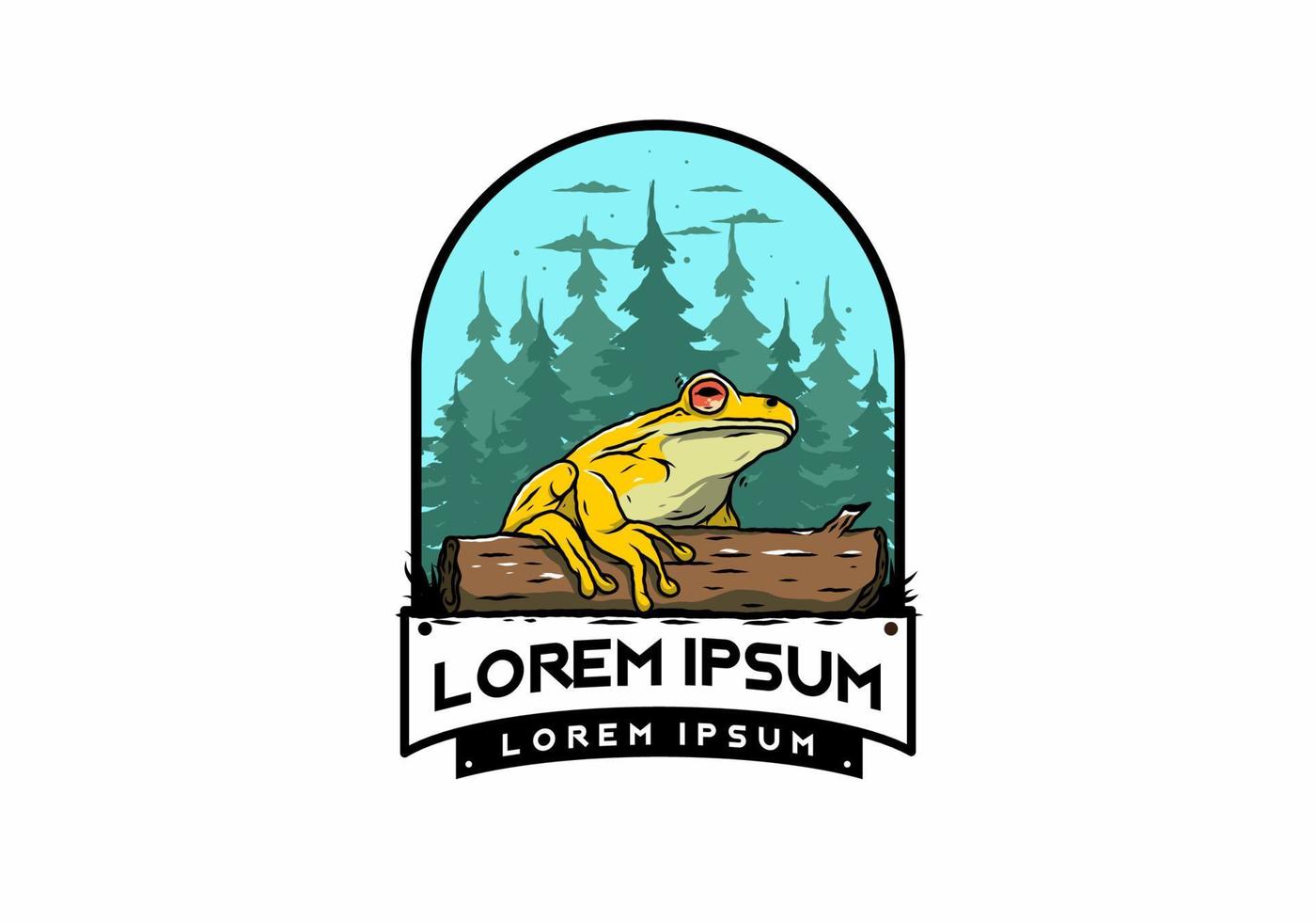 big frog perched on a log illustration vector