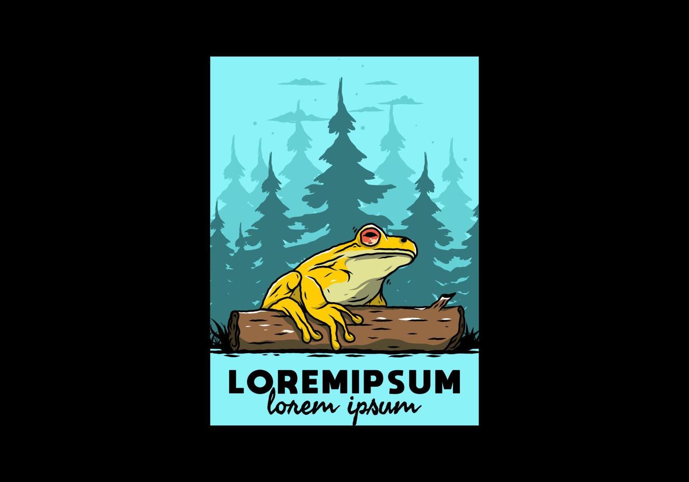 big frog perched on a log illustration vector