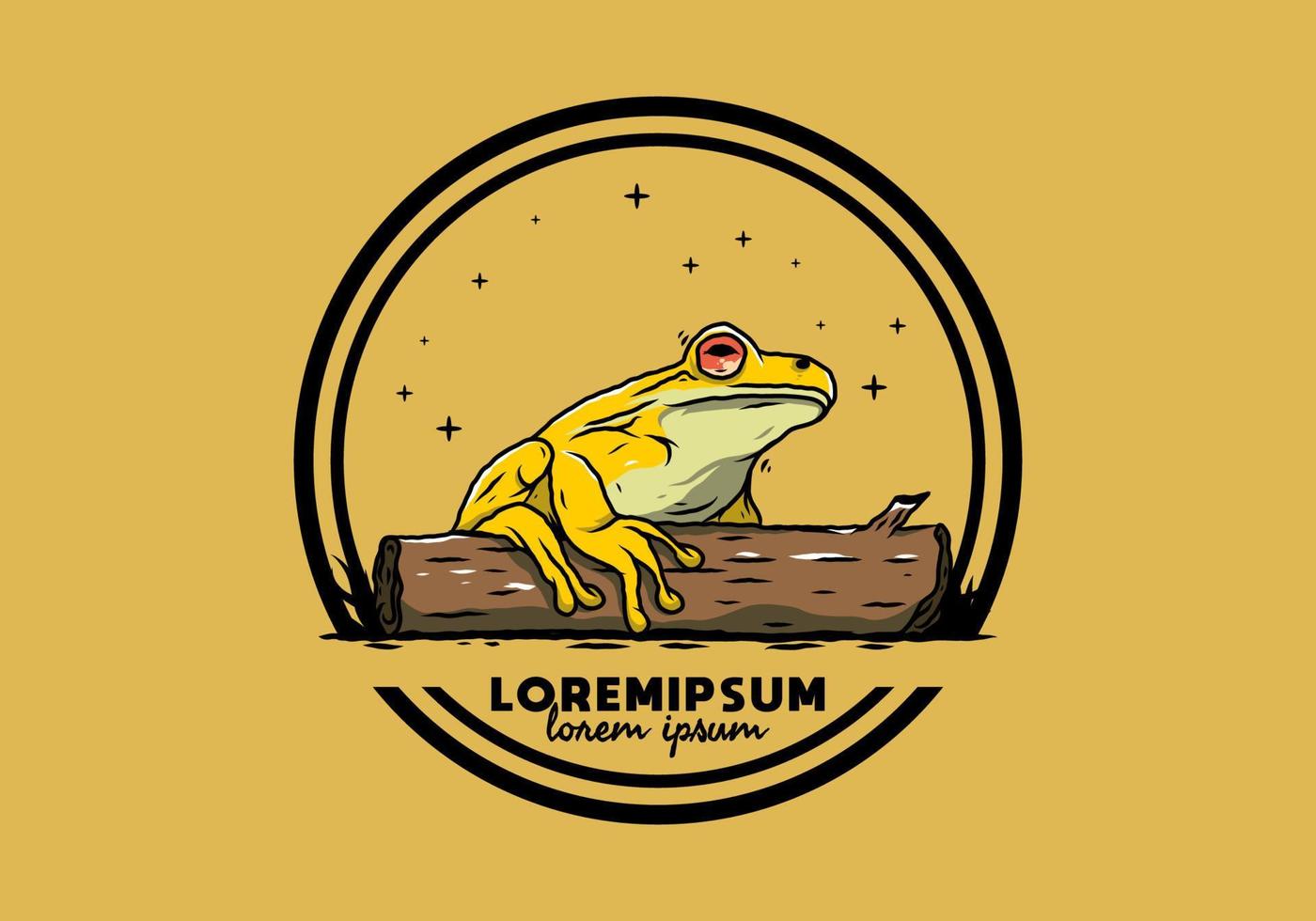 big frog perched on a log illustration vector