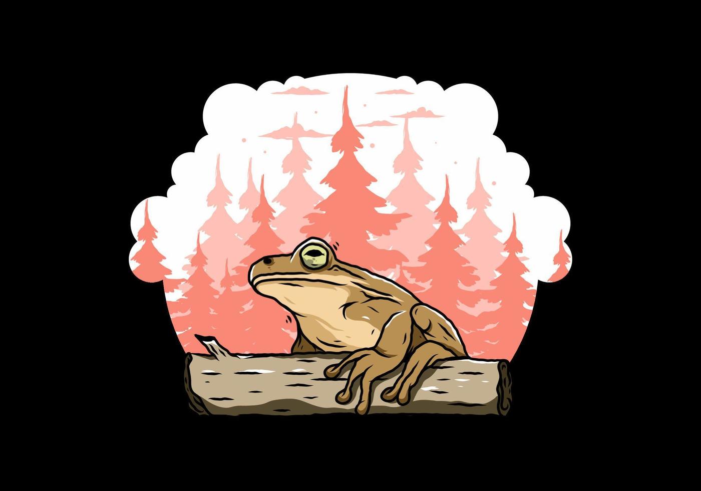 big frog perched on a log illustration vector