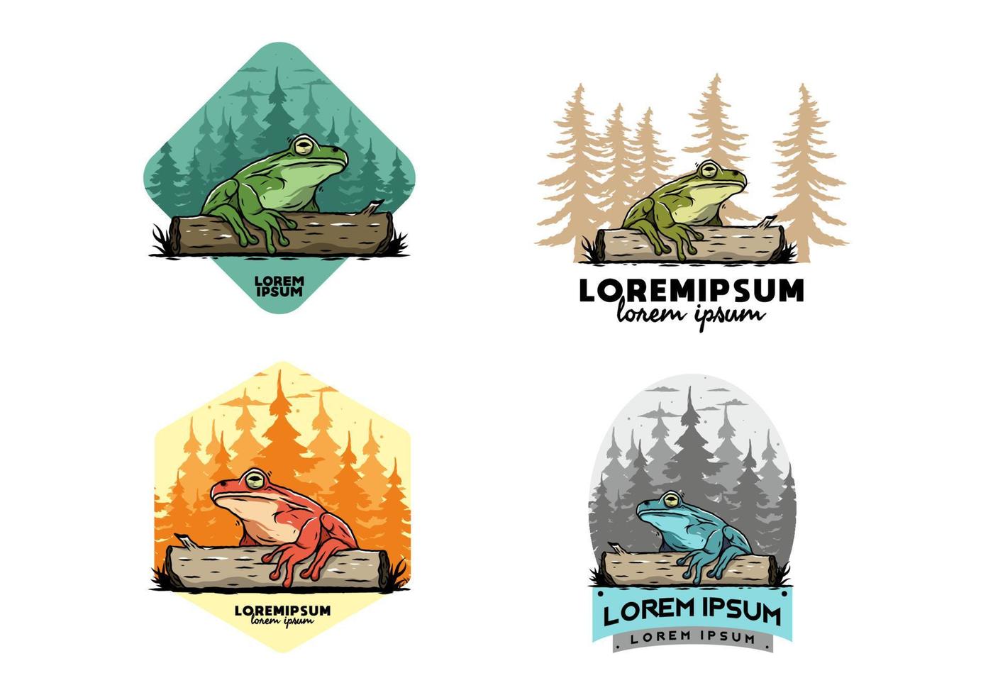big frog perched on a log illustration vector