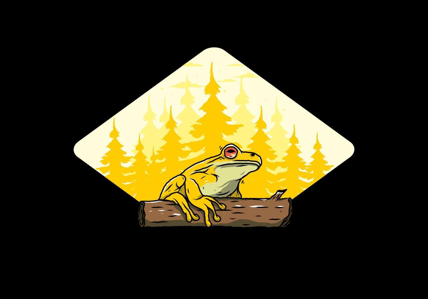 big frog perched on a log illustration vector