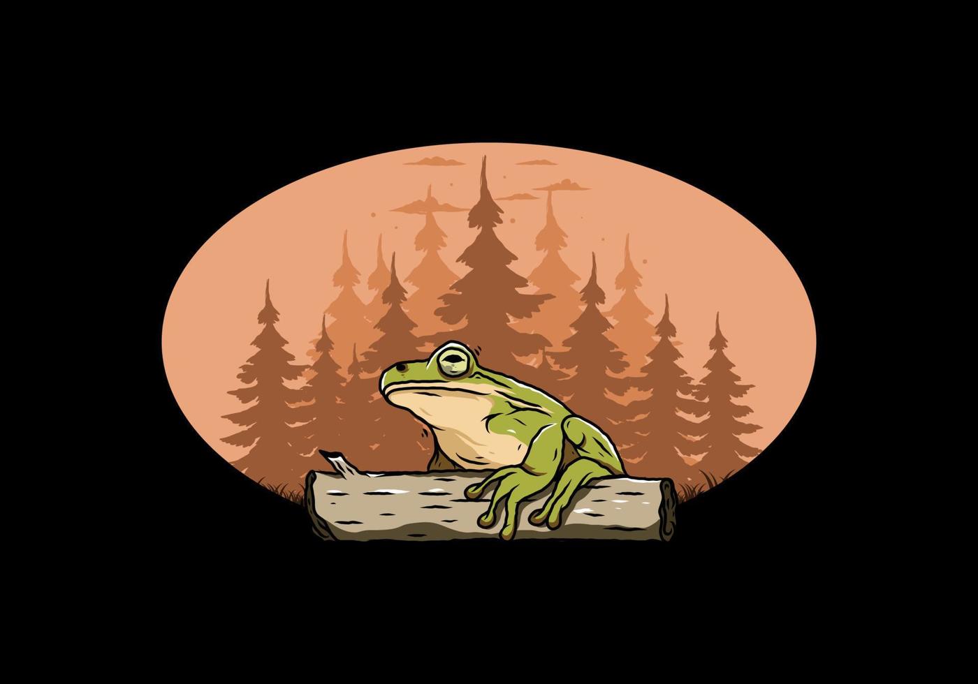 big frog perched on a log illustration vector