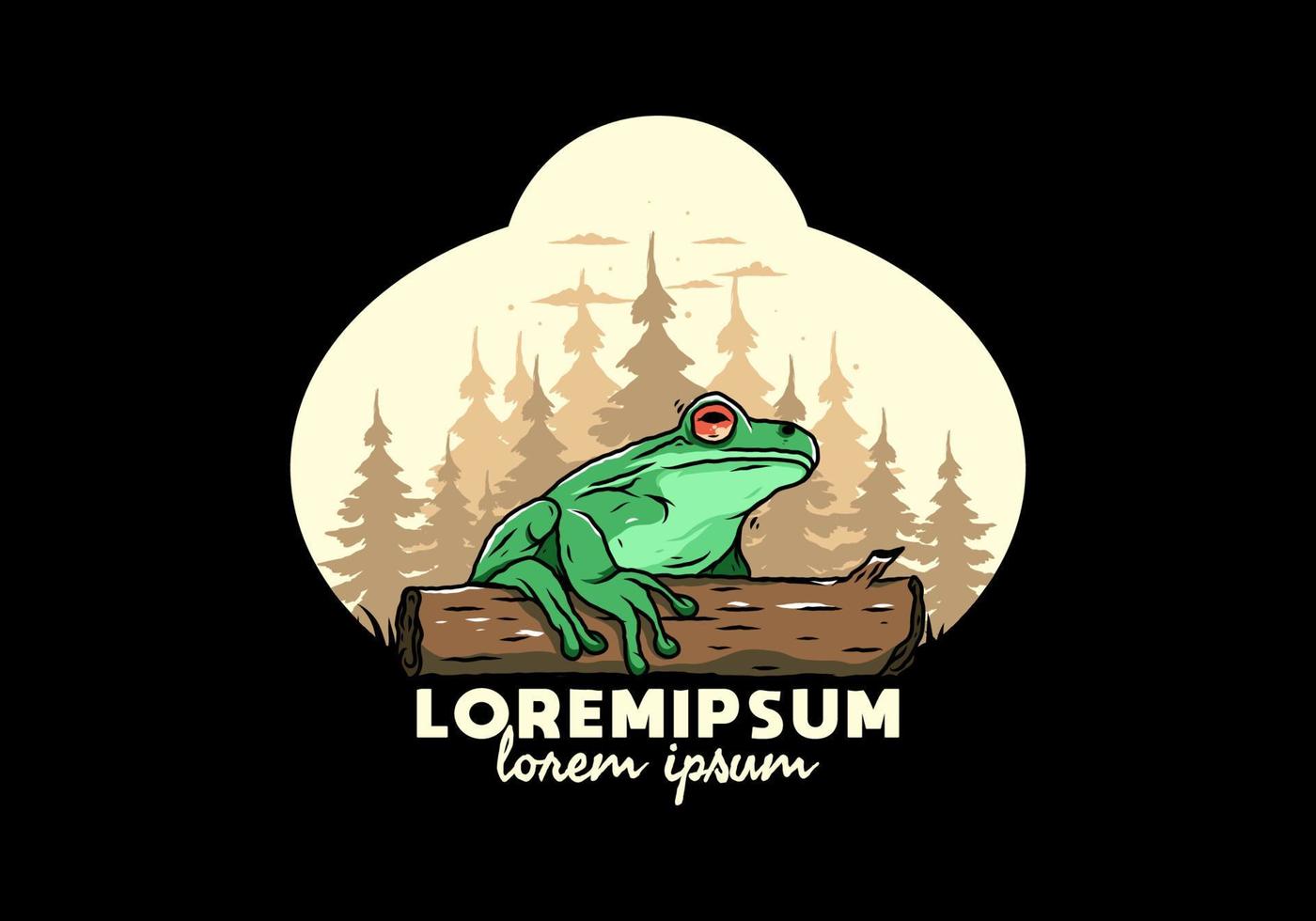 big frog perched on a log illustration vector