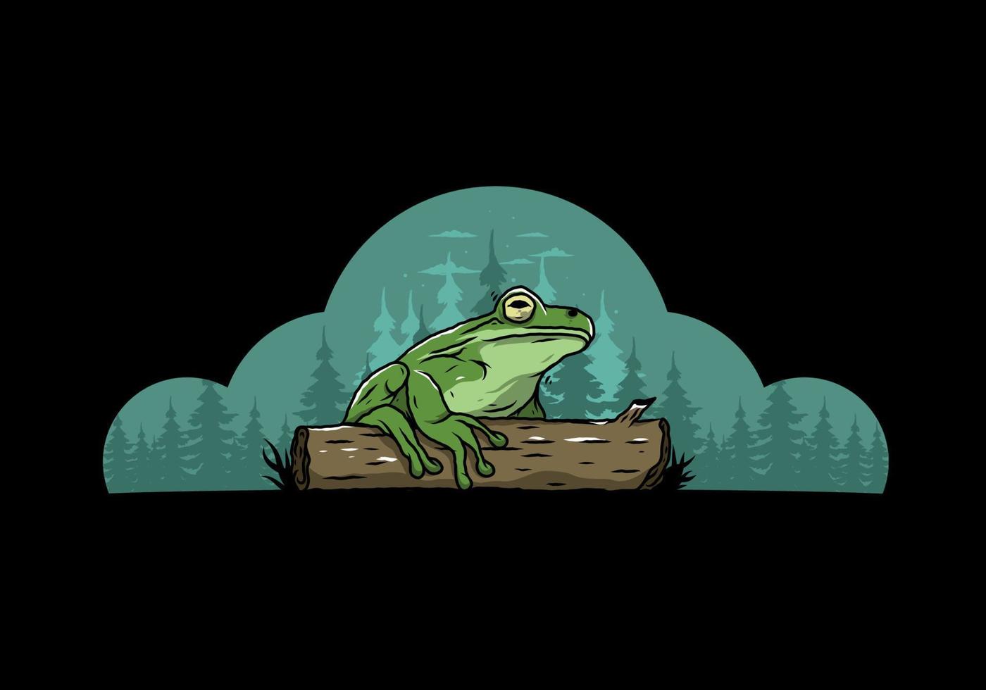 big frog perched on a log illustration vector