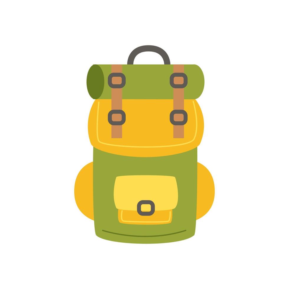 Vector illustration of camping backpack white background.