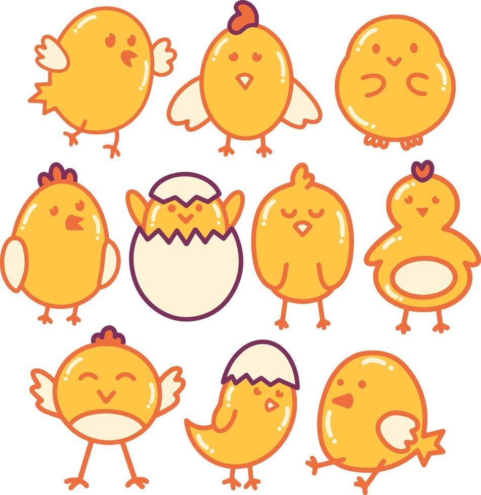 Chicks Doodle Illustration vector