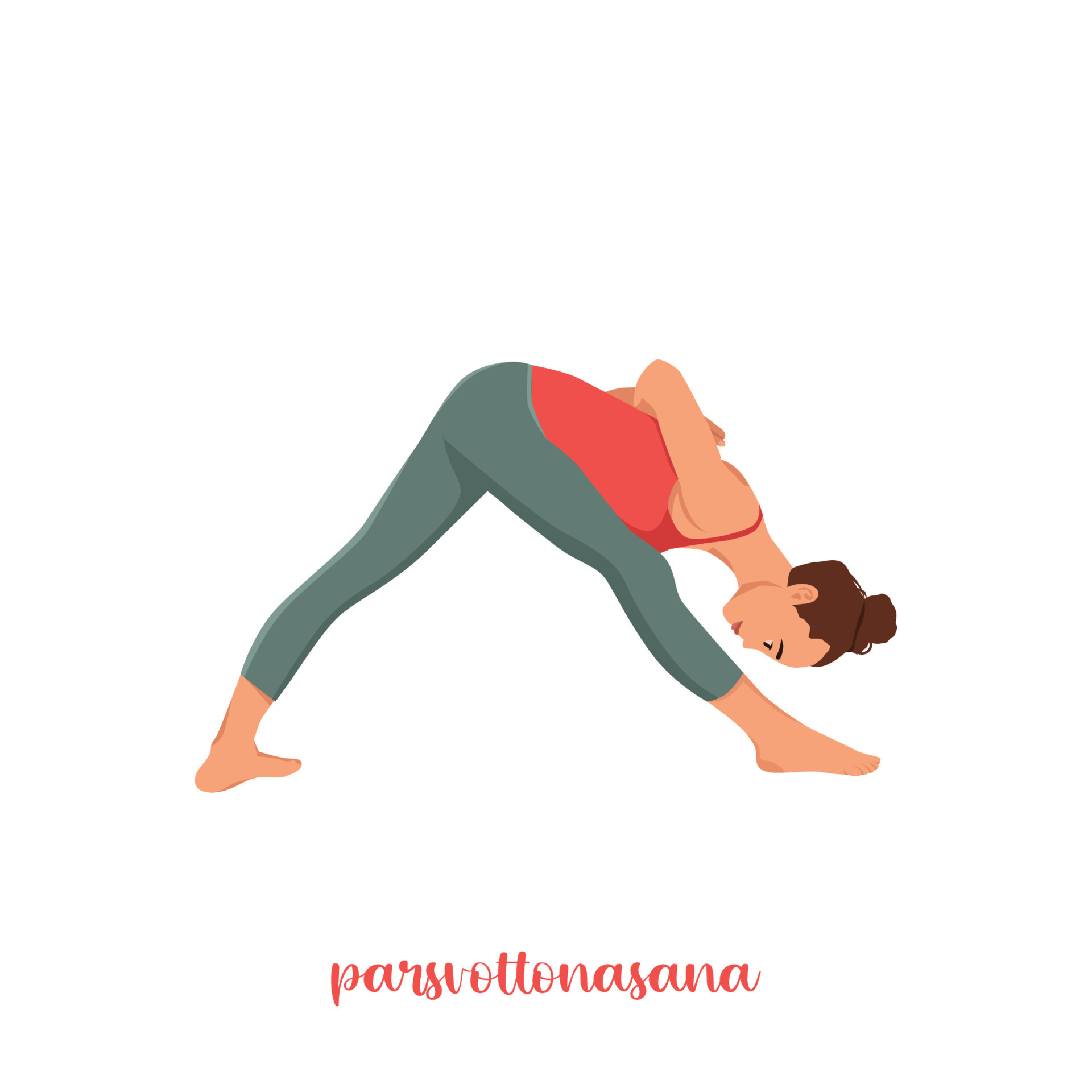 Woman doing Parsvottanasana or Intense Side Stretch Pose. Yoga Fitness  Concept. Flat vector illustration isolated on white background 8324408  Vector Art at Vecteezy