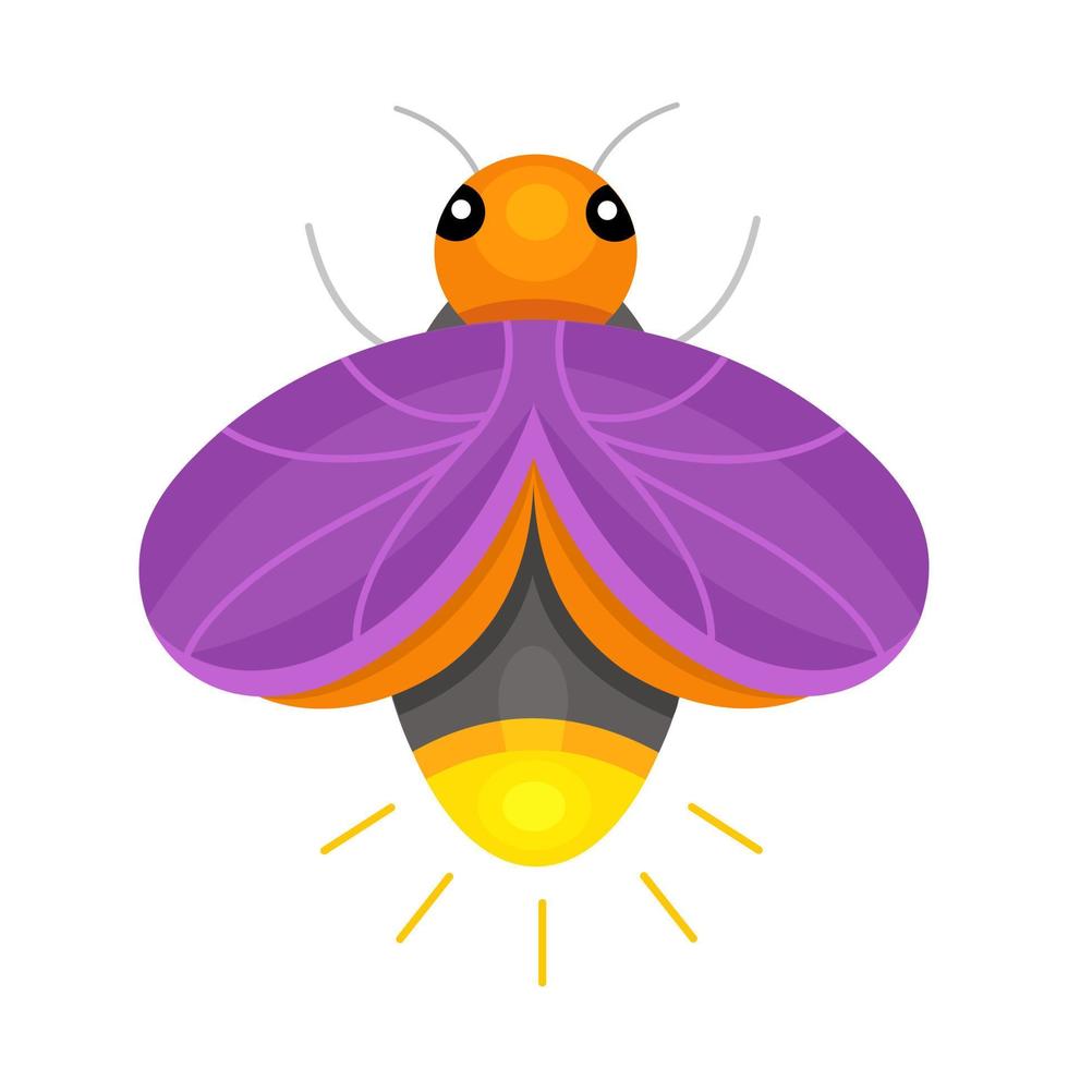 Firefly in flat style. Vector illustration isolated on white background