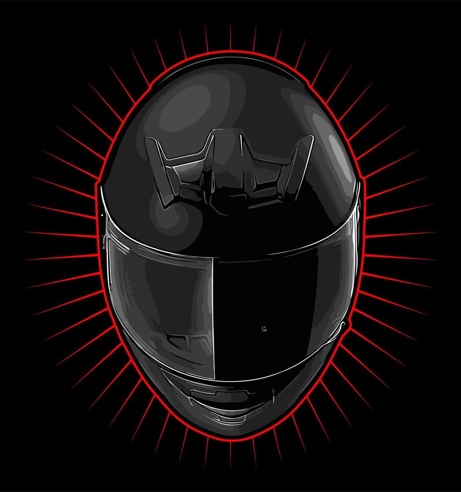 casco integral negro delantero... vector