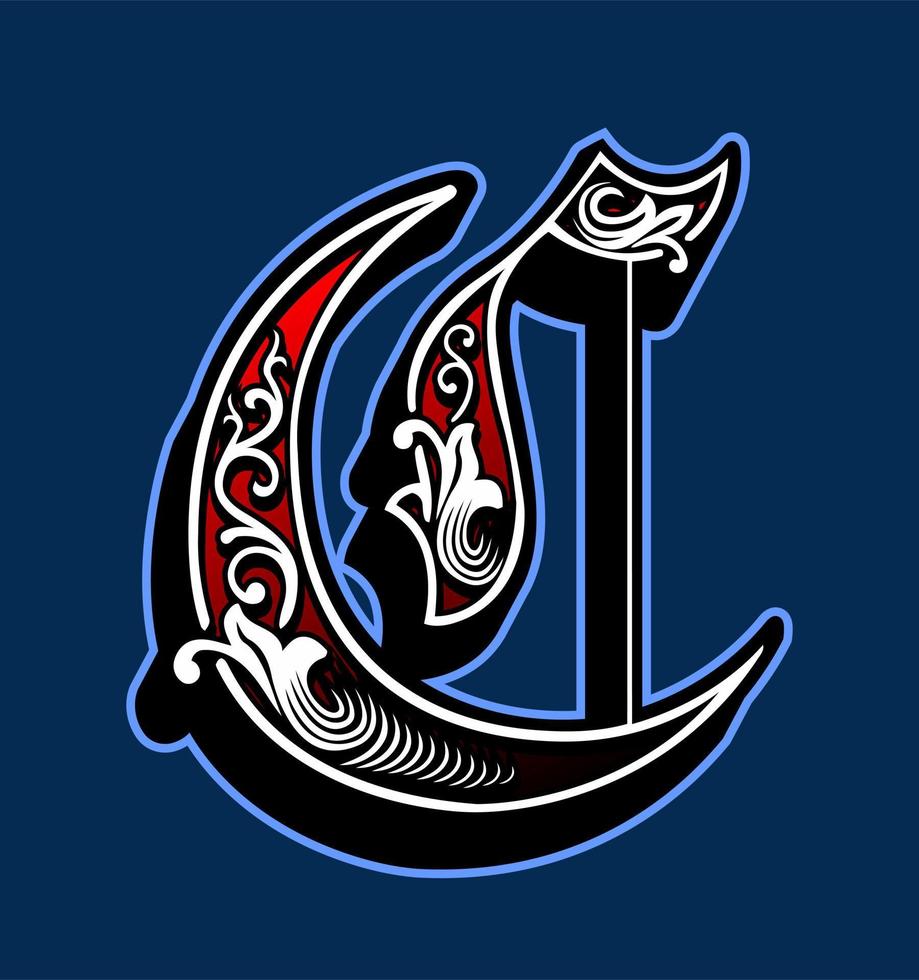letter c with blue background... vector