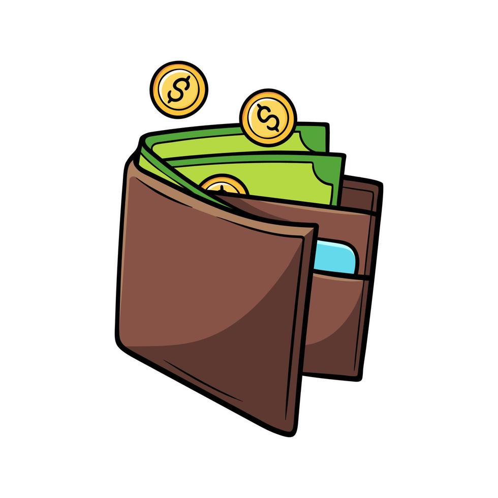 Wallet Money Cartoon Isolated vector