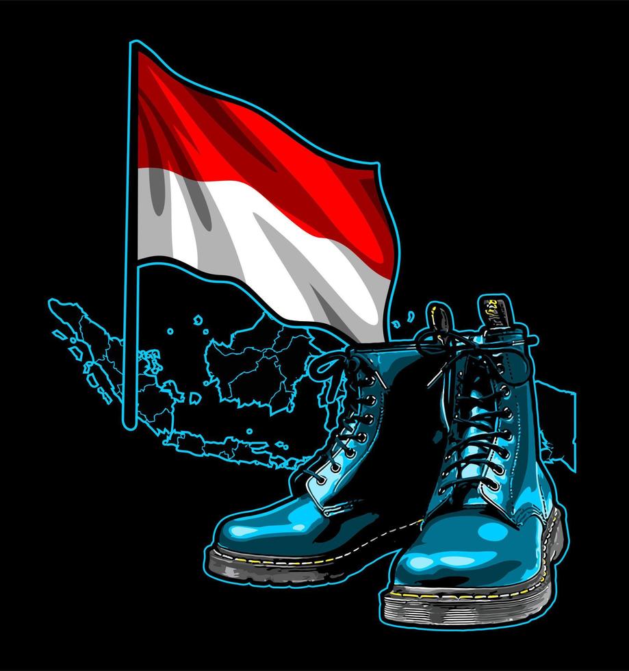 boots with map and indonesia ... vector